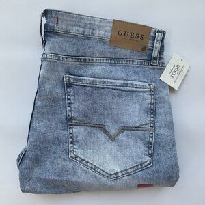Guess Men’s Modern Skinny Jeans Destroy Stretch Denim Light Blue Size 36X32
